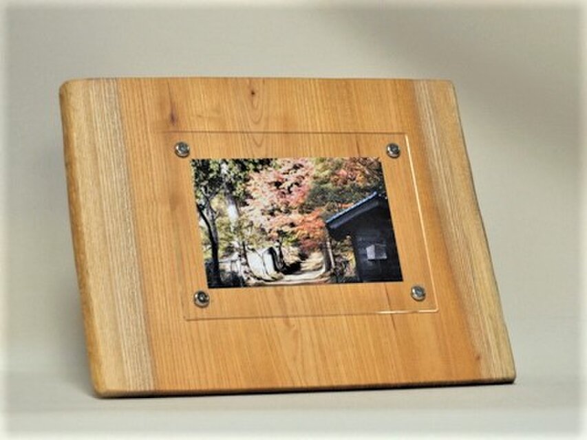 木製写真立て 壁掛け対応 Ｎｏ.6欅の天然木（KG-6）