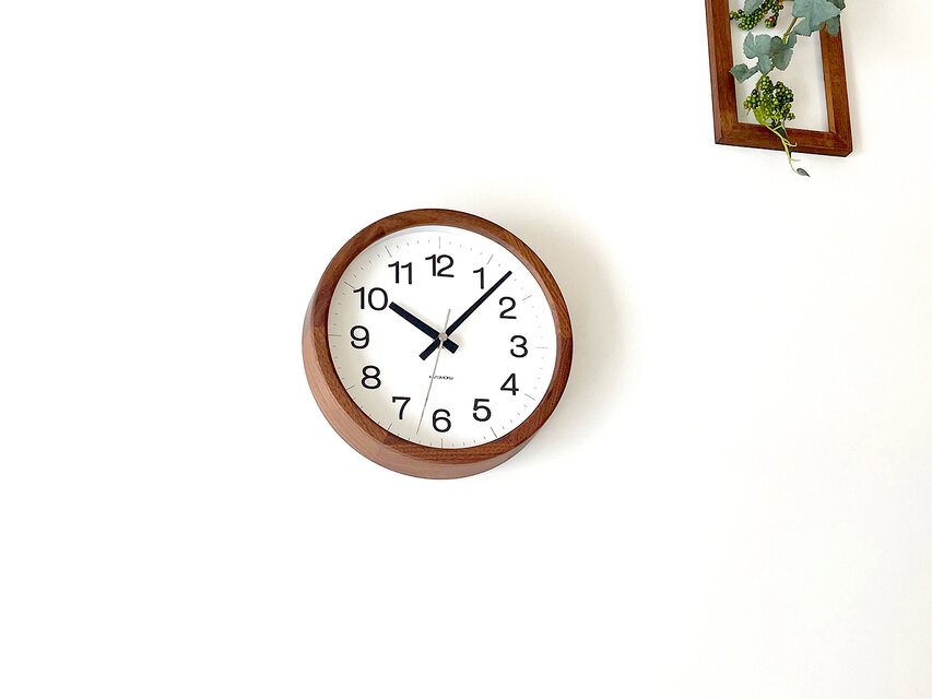 KATOMOKU muku clock 16 ウォールナット km-108WA 掛け時計 木製 小さい