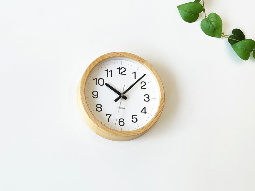 KATOMOKU muku clock 16 ヒノキ km-108HI 掛け時計 木製 小さい
