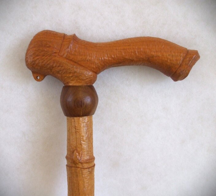 ★竹のように彫刻したのウッドステッキ★送料無料★