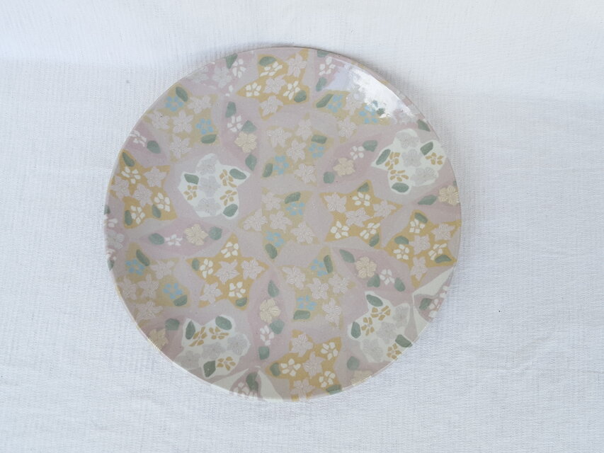 丸平皿　星　ピンク紫