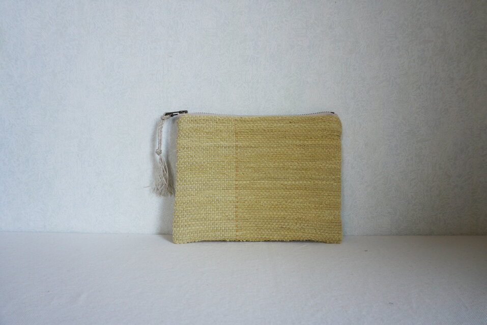 裂き織りのフラットポーチ [草木のいろ・ローズマリー]