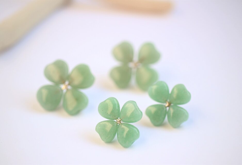 Happy Clover アベンチュリン　Xピアス　Silver／14KGF／K10／K18