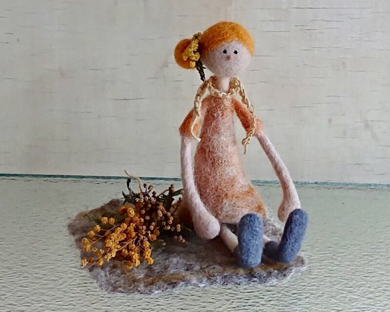 フラワーガールとミモザのミニスワッグ（羊毛シート付）