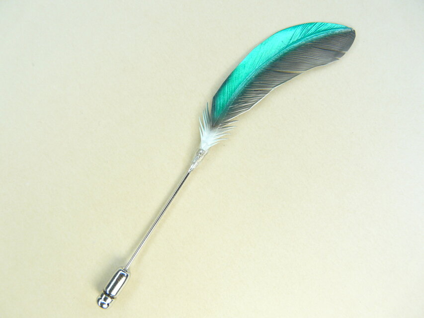 粘土の羽根飾り＿コガモ＿ハットピン＿大