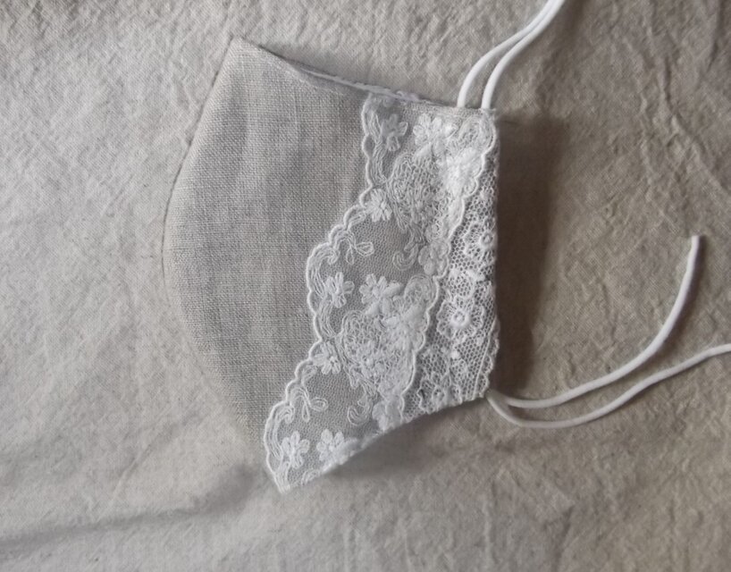 リネンとレースの立体マスク