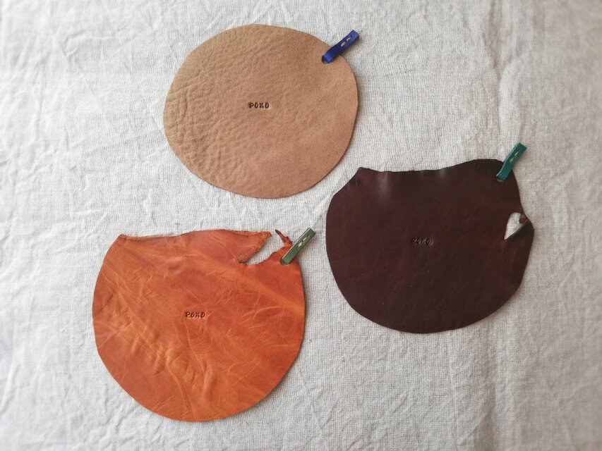 【再販】３点セット de レザーコースター　ブラウン系