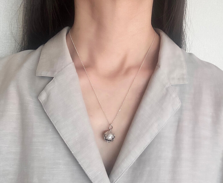 ✼ガムランボール✼可愛いハートの模様/14mm/シルバー925༺揺らすと