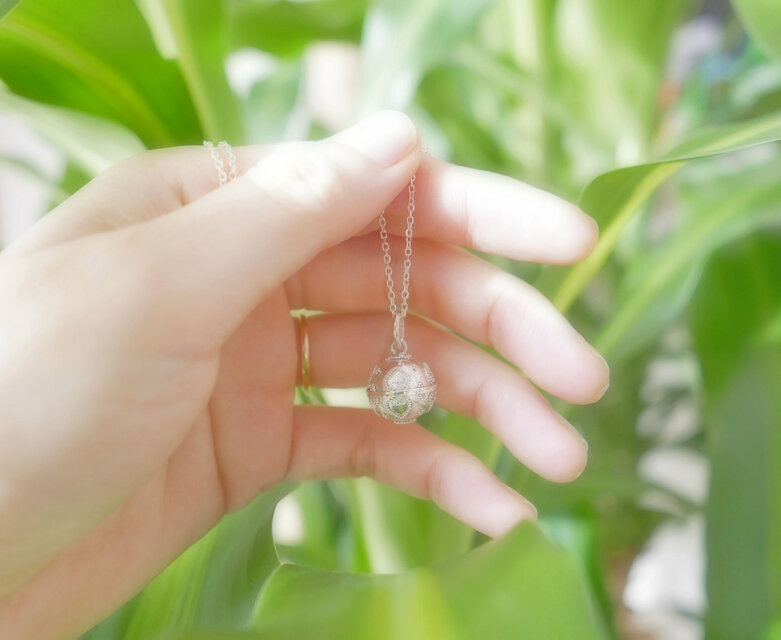 ✼ガムランボール✼可愛いハートの模様/14mm/シルバー925༺揺らすと 