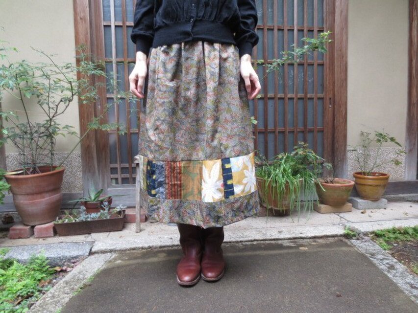 着物リメイク☆日本の美しい四季を着るロングスカート78㎝丈