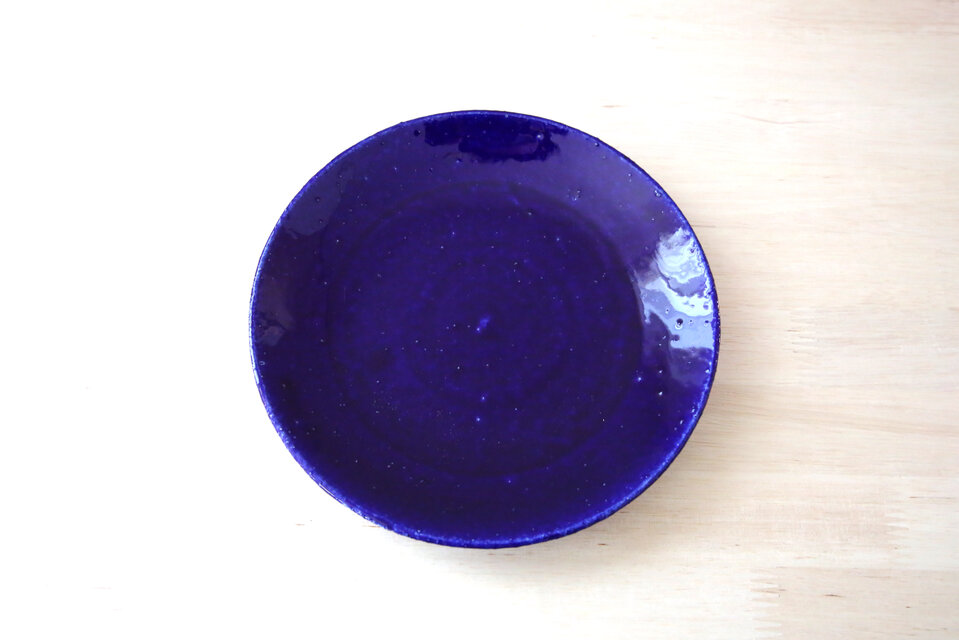 ルリ硝子釉のお皿 ＊ 約21cm