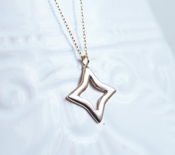 【K10金】星の切り絵・プチネックレス