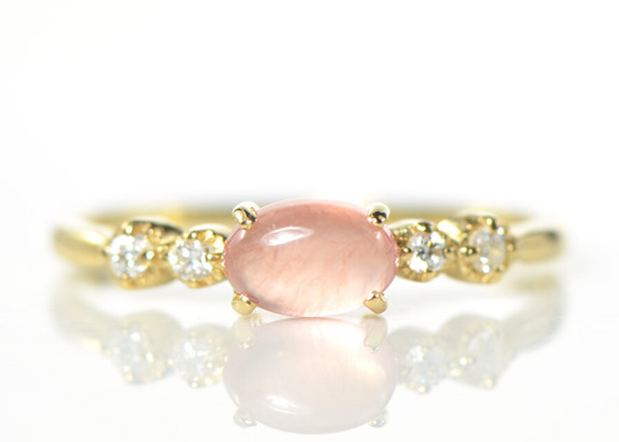 K18 北海道産ロードクロサイト ダイヤ リング YK-BN02770