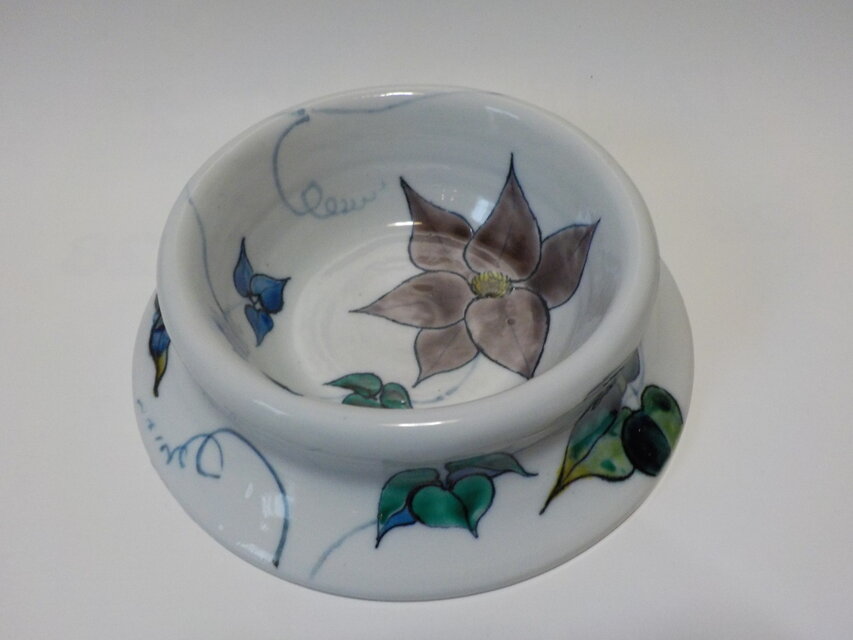 ペット餌いれ　九谷上絵