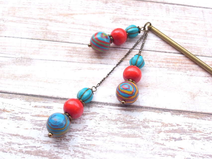 かんざし　サイケデリックモダンな人工石カルシリカ