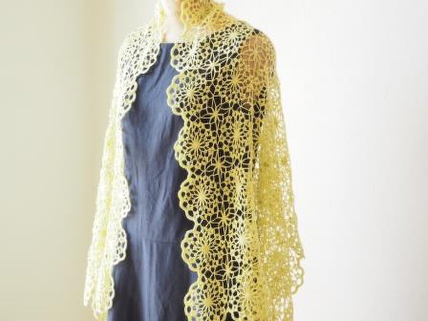 さらっとリネンの夏ショール＊うすいレモン色