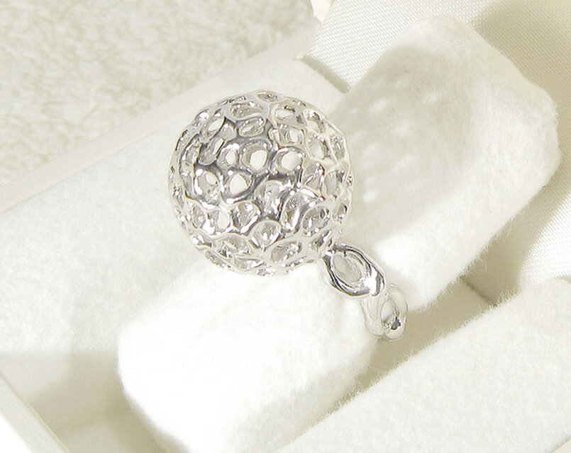 SV925『地球』リング（9号、サイズ変更可、ロジウムの厚メッキ）