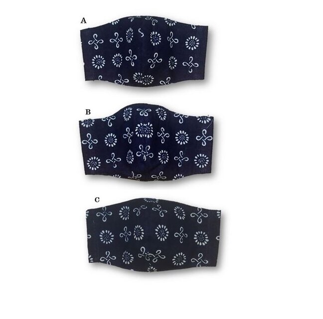 ＭM42　浴衣リメイクモノグラムマスク（Mサイズ・紺白）