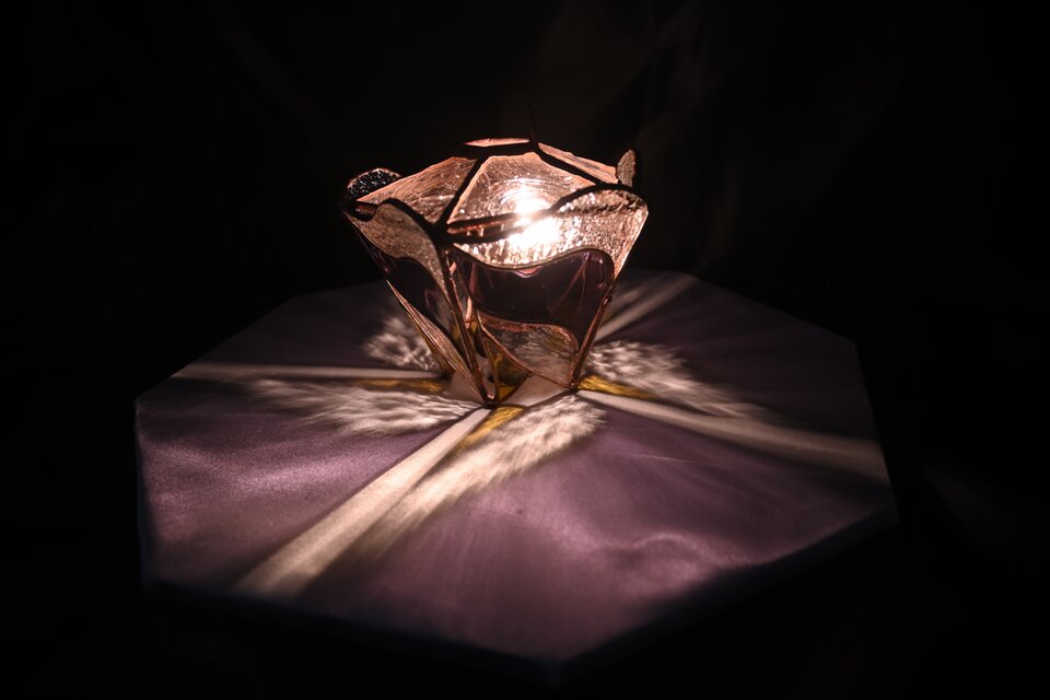 5星紫　ステンドグラスランプ