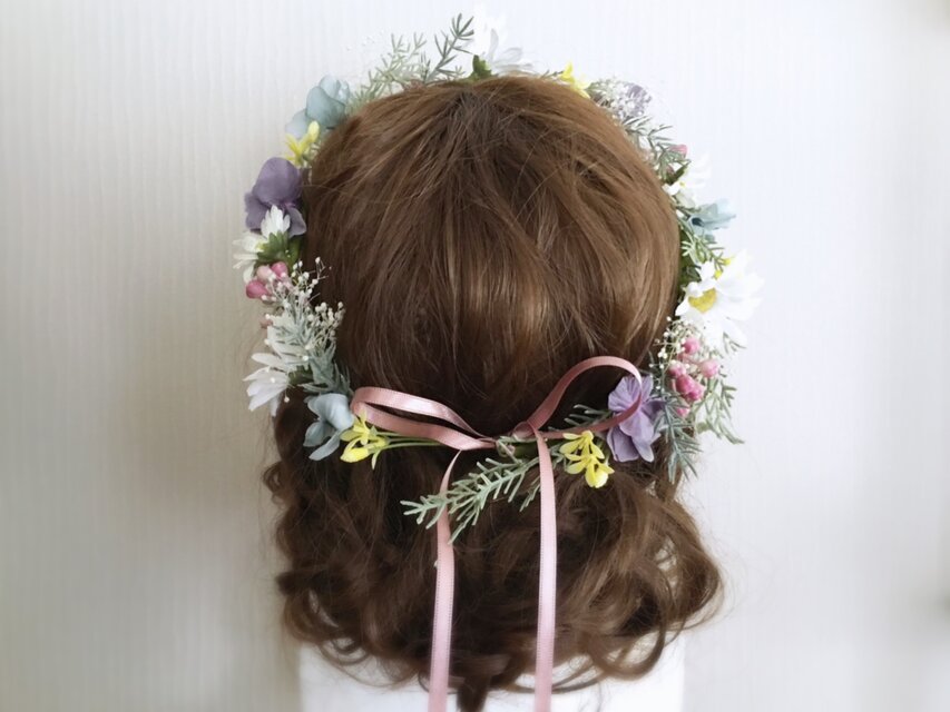 デージーのブーケ&ブートニア♡ デージーのナチュラルガーデン花冠＆リストブーケ＆ブートニア