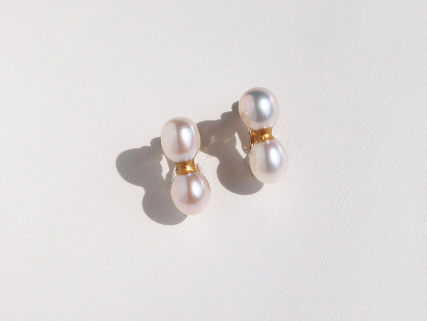 金継ぎパールのイヤリング／infinity（white）／受注生産