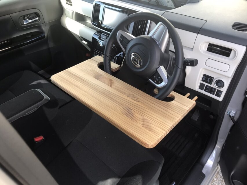 【復刻版】「男の現場」 車載デスク 軽自動車〜トラック 災害時車中泊にも 天然木の車載テーブル｜軽自動車〜トラック対応 車中泊・ドライブ