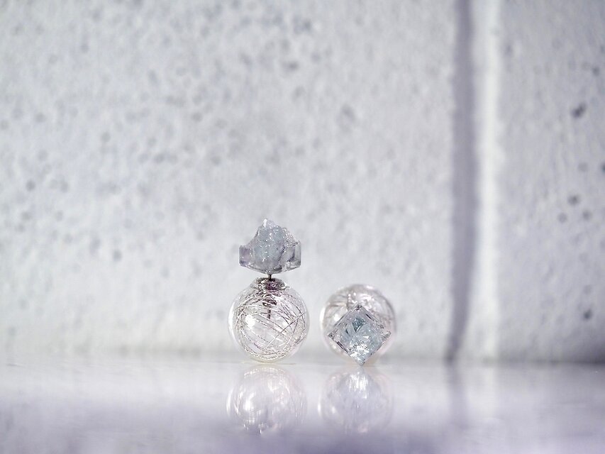 *Frozen Fluorite* x ガラスボールキャッチピアス
