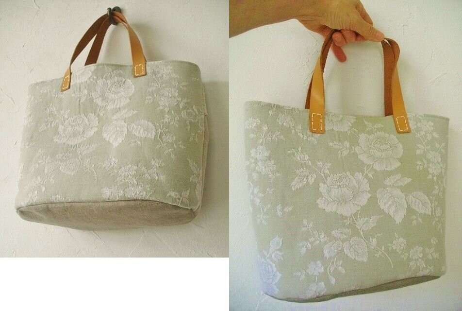アンティークファブリック*アンティークレース*リネントートバッグ