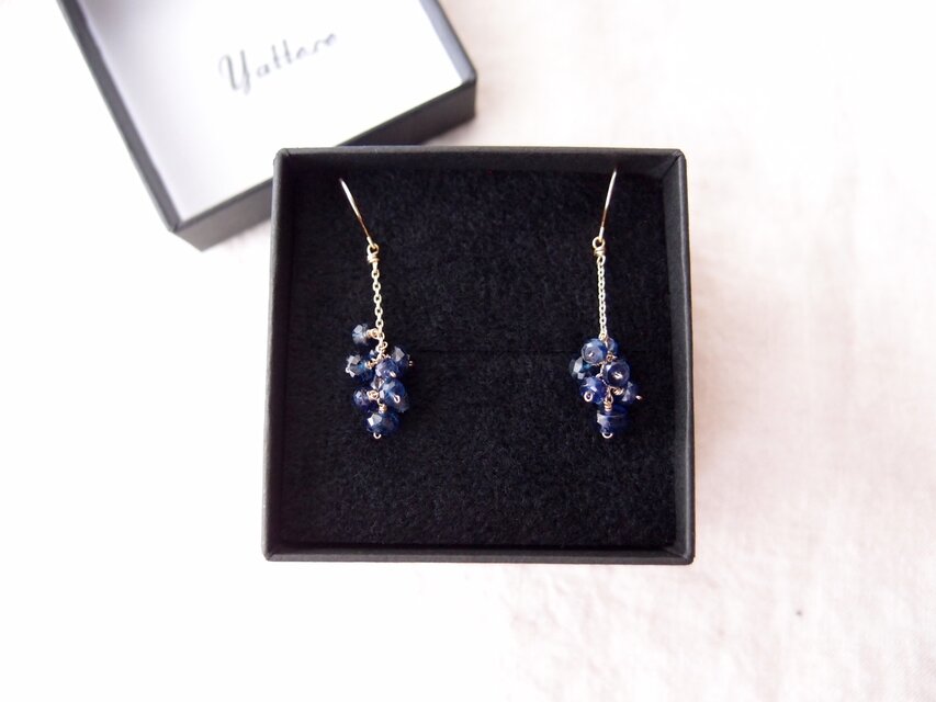 K10】Kyanite Chain Earrings／カイヤナイト ミニピアス-