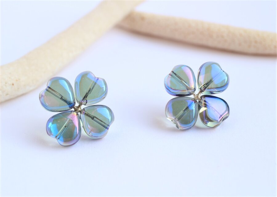 Happy Clover ブルーオーラ　Xピアス　Silver／14KGF／K10／K18