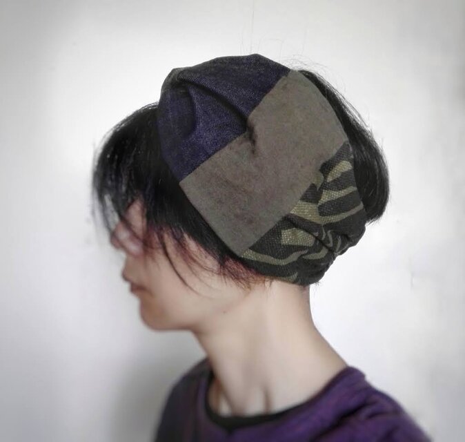 ターバンなヘアバンド　カーキリーフB　送料無料