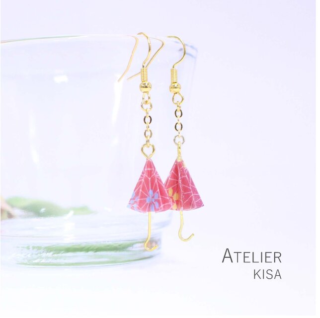 ＊送料無料＊折り紙の傘ピアス　