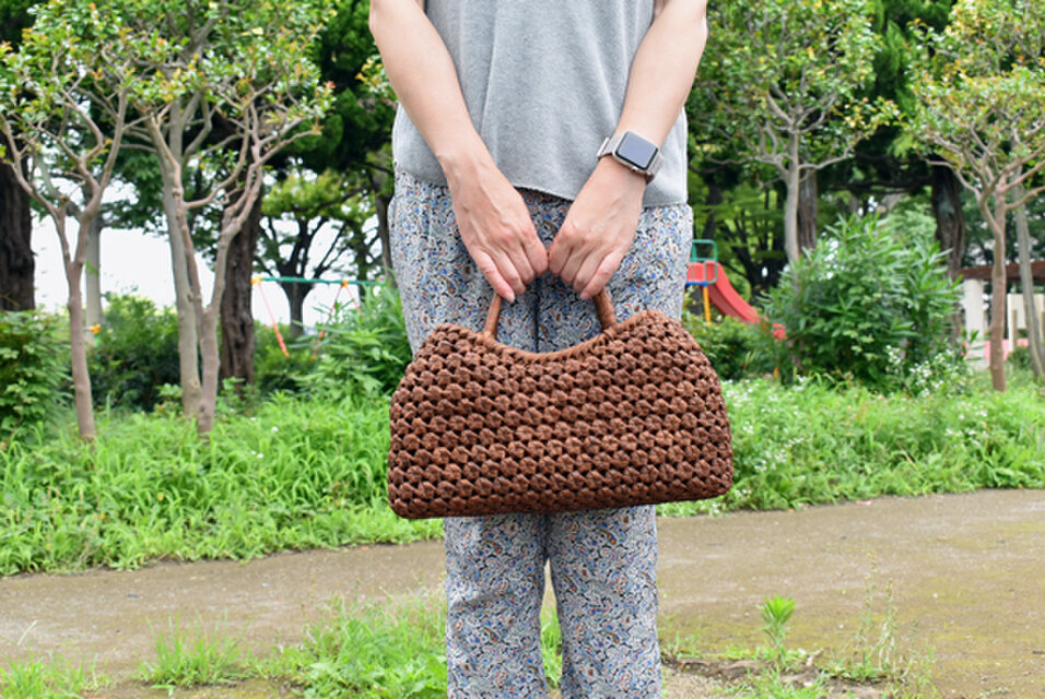 山葡萄(やまぶどう)籠バッグ | 六角花結び編み | 中布付き | (約)幅 