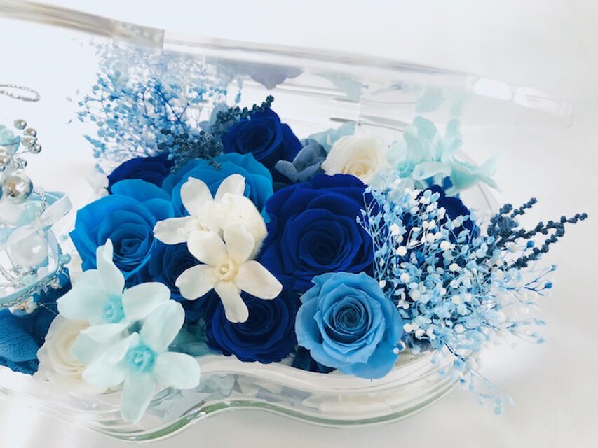 プリザーブドフラワー／グランドピアノシリーズ】青とブルーと小花の ...