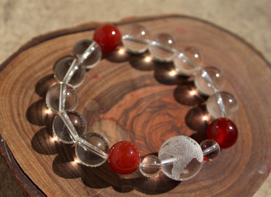 四神獣　南を守護する朱雀　赤　(水晶　カーネリアン）