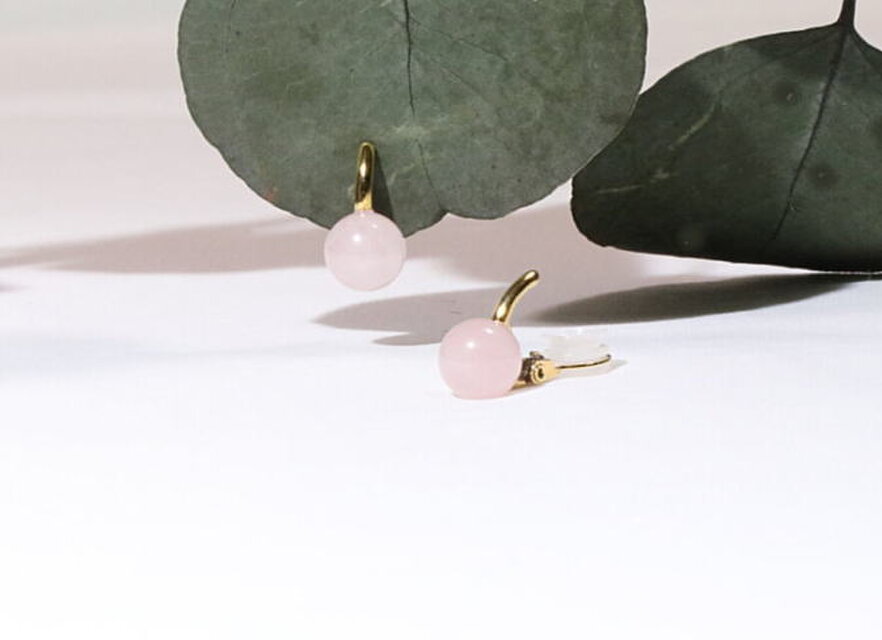 ローズクウォーツのイヤリング