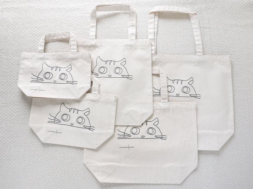 にゃんこ ねこ ネコ トートバッグ エコバッグ バッグ ナチュラル