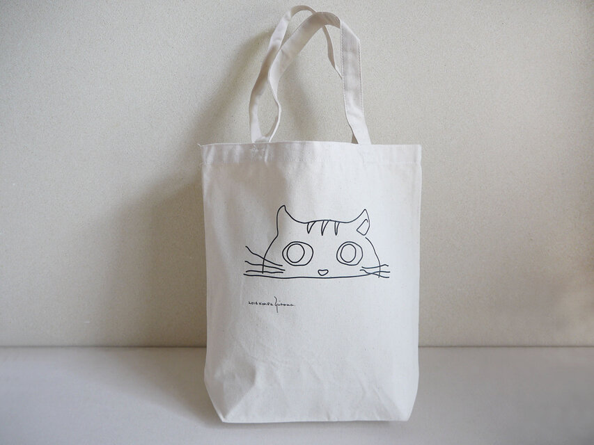 にゃんこ　ねこ　ネコ　トートバッグ　エコバッグ　バッグ　ナチュラル　ブラウン　グリーン