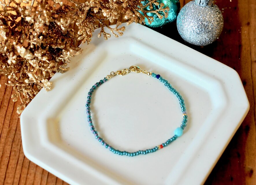 シードビーズブレスレット シーブルー