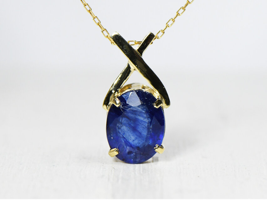 K18　ブルー　サファイア ペンダント トップ　K18イエローゴールド　BS023CI