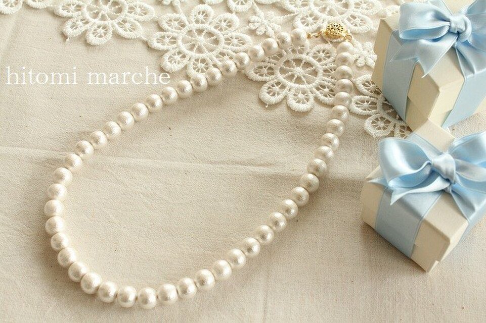 コットンパールの一連ネックレス