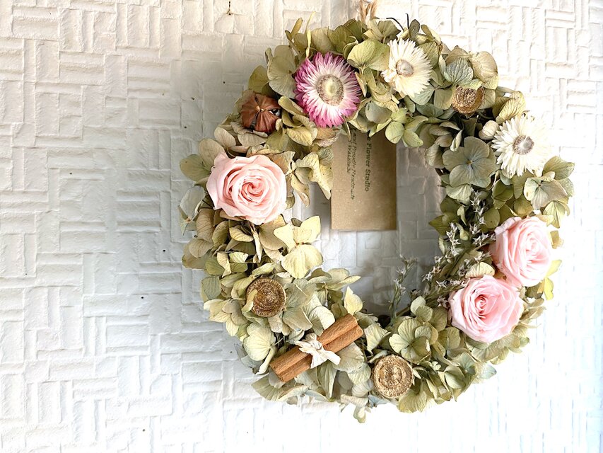 Pink Rose and Ajisai Wreath