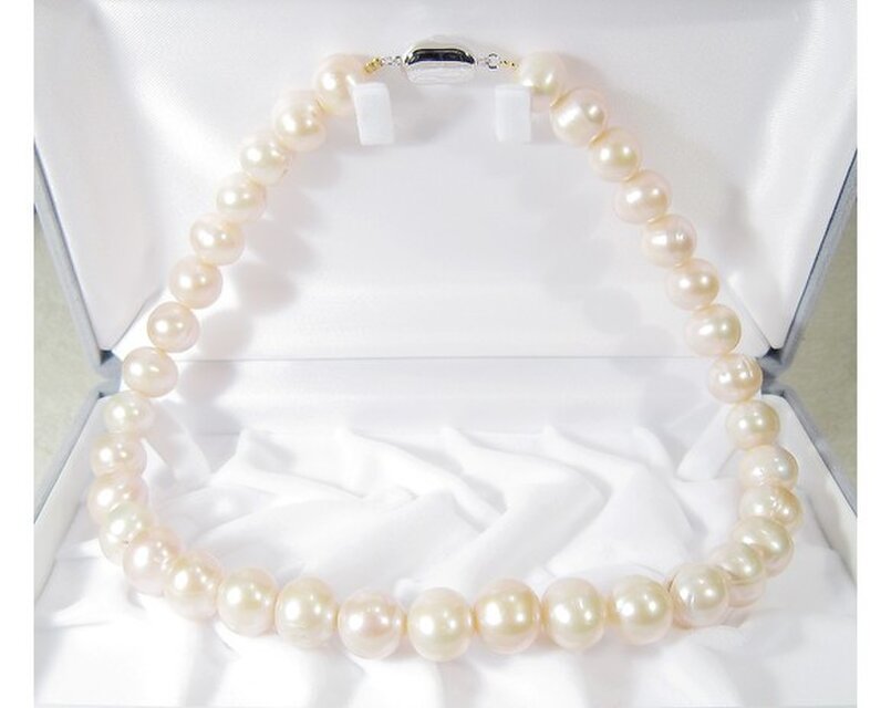 12.0-11.5mm本真珠（淡水）とSV925のネックレス（ナチュラルカラー、淡い色合い、43.5cm、ロジウム）