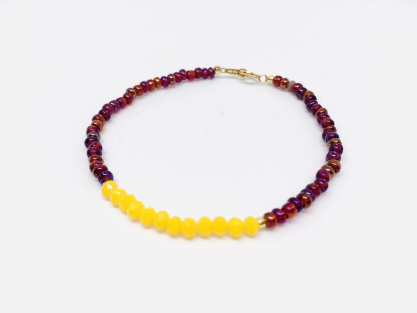 14kgf ボルドー　フランスビーズブレスレット