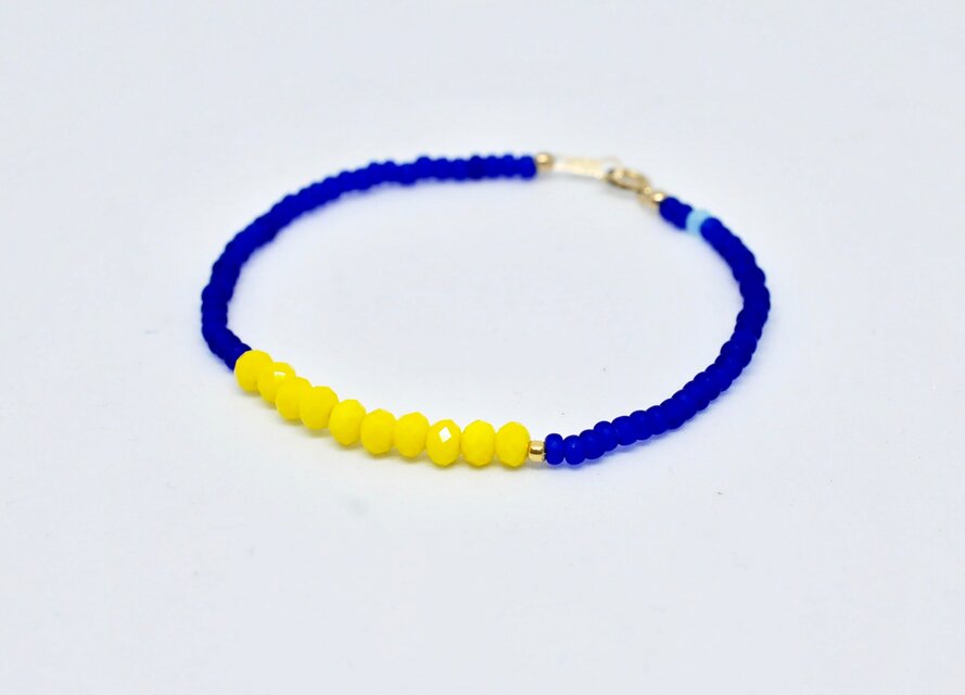 14kgf ネイビーブルー　フランスビーズブレスレット