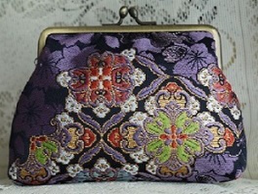 金襴裂地のがま口財布