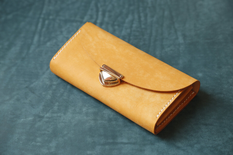 長財布 レディース 革 大容量 牛革手作り手縫い収納オルガン長財布 総手縫い