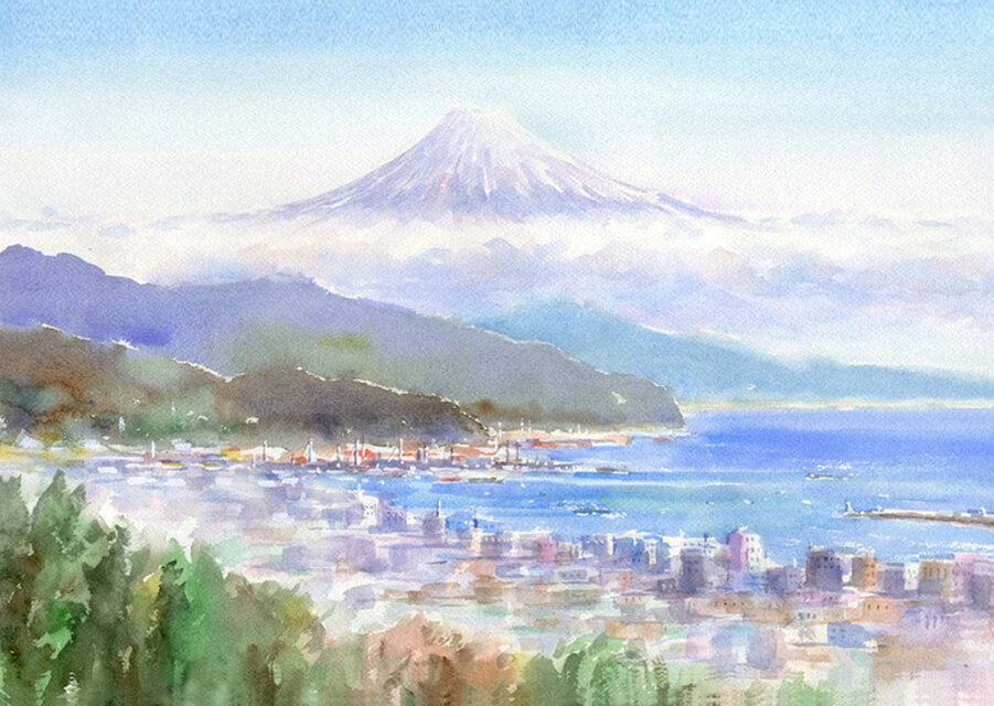 注文制作します 水彩画原画 富士山遠望（＃434） | iichi 日々の 