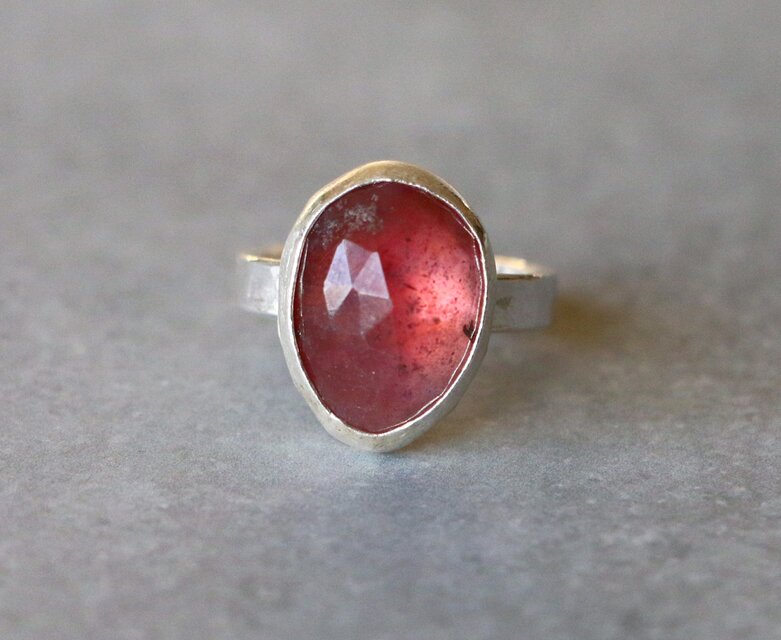 古代スタイル＊天然ピンクサファイア　指輪＊10号　SV