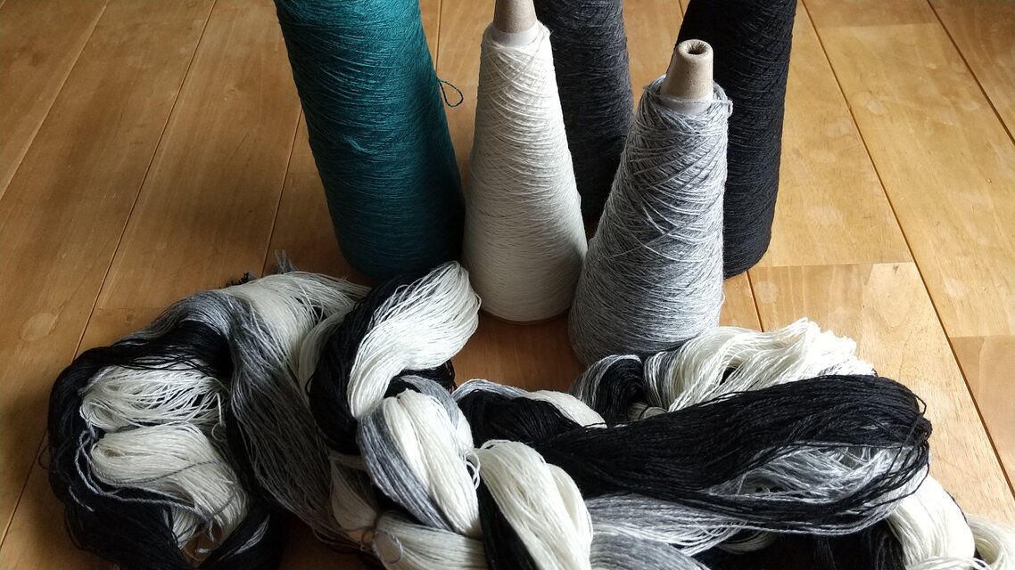 <A様専用>手織りマフラー/綾織/グリーン系